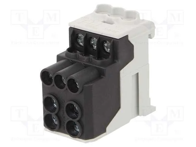 Conector: Bloco de Distribuição, 10mm2,25mm2, Faixas: 1, Preta