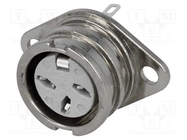 Tomada, Din, Fêmea, Pin: 3, Sistema: 180, Solda, 34v, 2a, Prateado