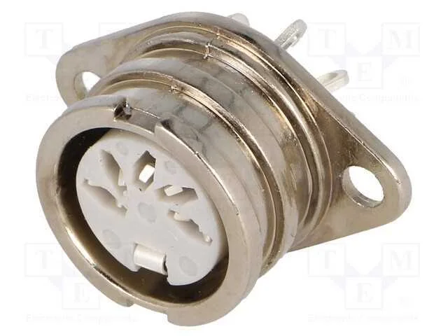 Tomada, Din, Fêmea, Pin: 5, Sistema: 180, Solda, 34v, 2a, Prateado