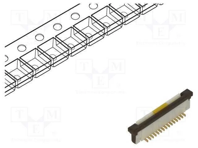 Conector: Ffc/Fpc, Verticais, Pin: 15, Zif, Smt, 125v, 1a, Gold Flash