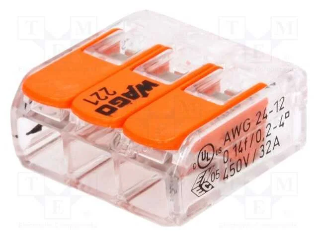 Conector rápido, 221, aperto de molas, 0,2÷4mm2, .