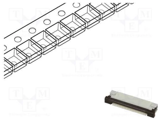 Conector: Ffc/Fpc, Horizontais, Pin: 12, Zif, Smt, 50v, 0,4a, H: 2,5mm