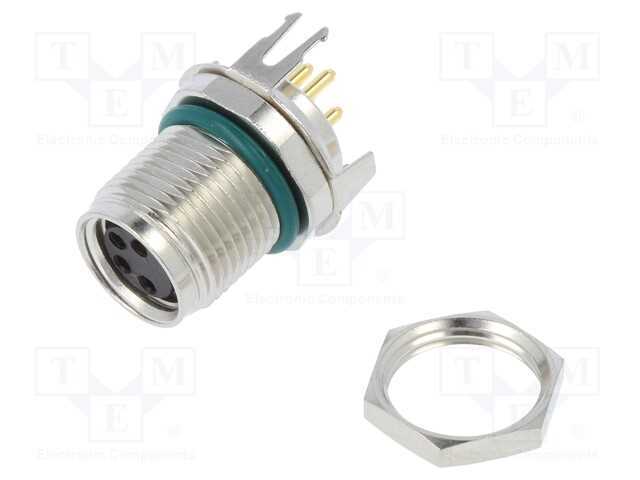 Conector: M8, fêmea, PIN: 4, simples, para PCB, t.