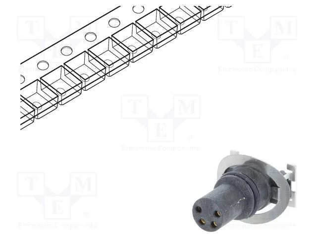Conector: M8, Fêmea, Pin: 4, Verticais, para Pcb, Tomada, 3a, 30v