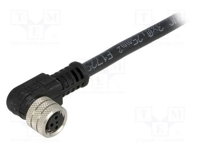 Conector: M8, Fêmea, Pin: 3, Angulares 90, com Cabo, Ficha, 3a, Ip67
