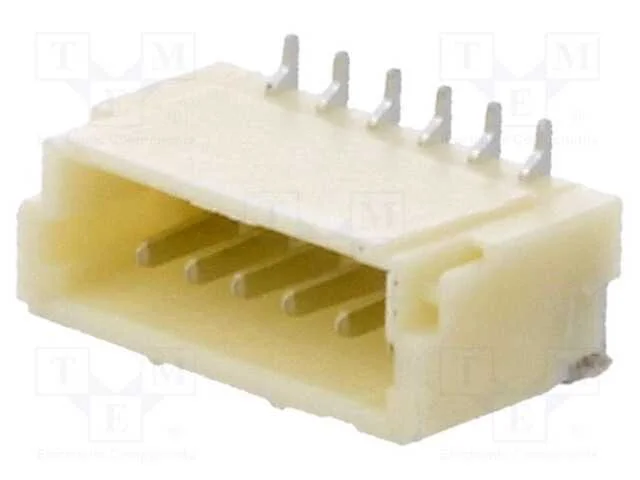 Tomada, fio-placa, macho, 1mm, PIN: 6, SMT, 50V, .