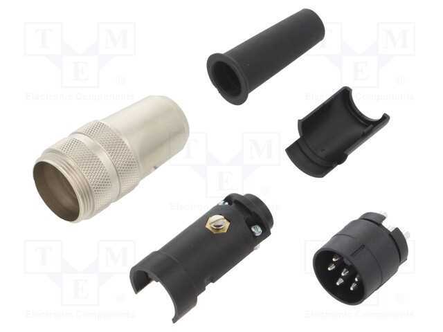 Conector: M16, Ficha, 680, Macho, Pin: 6, Não Blindados, Prateado, 5a