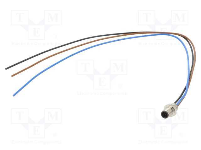 Conector: M5, Tomada, 707, Macho, Pin: 3, Não Blindados, Dourado, 1a