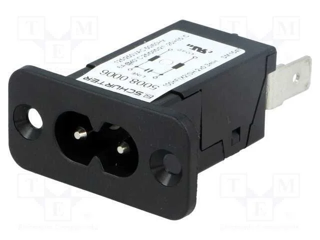 Conector: de alimentação, tomada, macho, 6A, 250V.