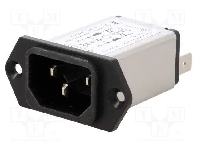 Conector: de alimentação, tomada, macho, 6A, 250V.