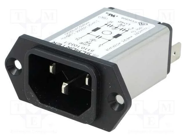 Conector: de alimentação, tomada, macho, 10A, 250.