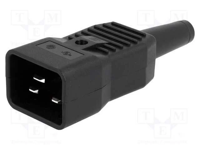 Conector: de alimentação, ficha, macho, 16A, 250V.