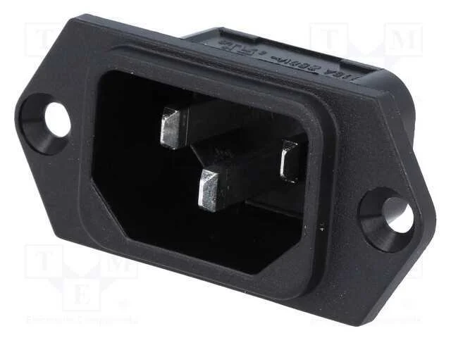 Conector: de alimentação, tomada, macho, 10A, 250.
