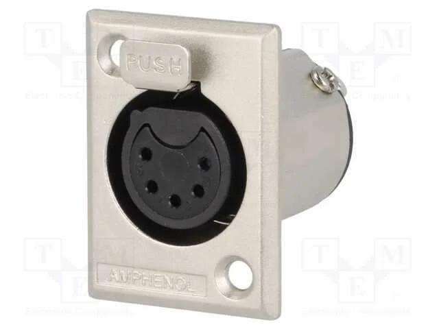 Tomada, Xlr, Fêmea, Pin: 5, Simples, Solda, Prateado, 133v, 7,5a, 27mm