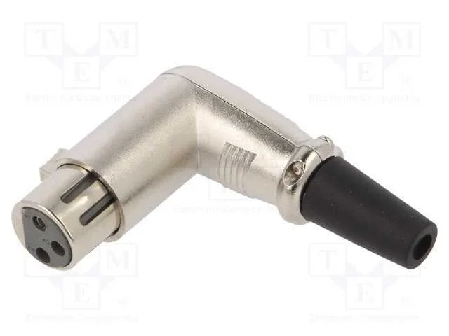 Ficha, Xlr, Fêmea, Pin: 3, Angulares 90, com Cabo, Solda, Prateado