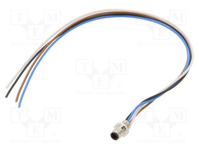 Conector: M5, Tomada, 707, Macho, Pin: 4, Não Blindados, Dourado, 1a