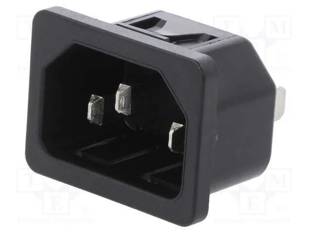 Conector: de alimentação, tomada, macho, 10A, 250.