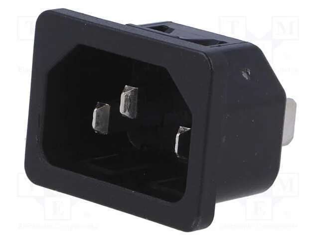 Conector: de alimentação, tomada, macho, 10A, 250.