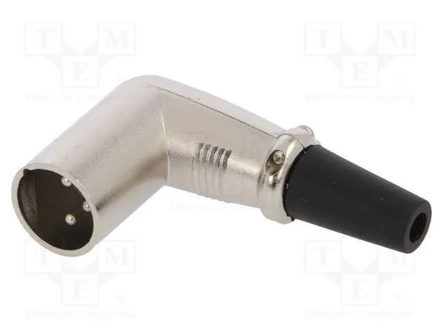 Ficha, Xlr, Macho, Pin: 3, Angulares 90, com Cabo, Solda, Prateado