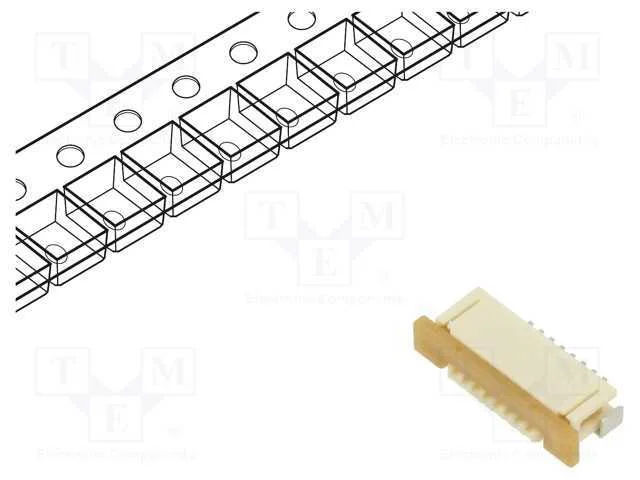 Conector: FFC/FPC, horizontais, PIN: 8, contactos.