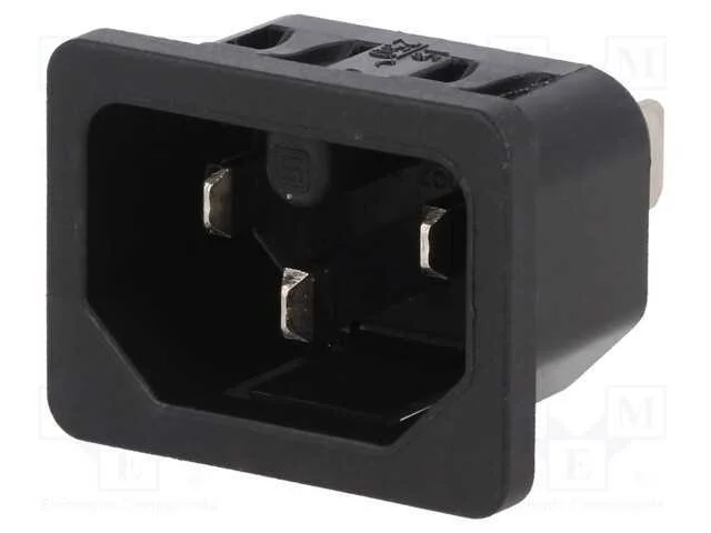 Conector: de alimentação, tomada, macho, 10A, 250.
