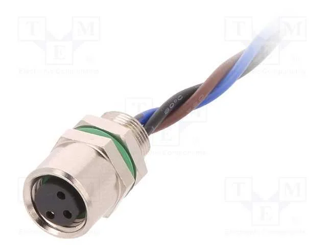 Conector: M8, Fêmea, Pin: 3, para Painel,Porca de Trás, Tomada