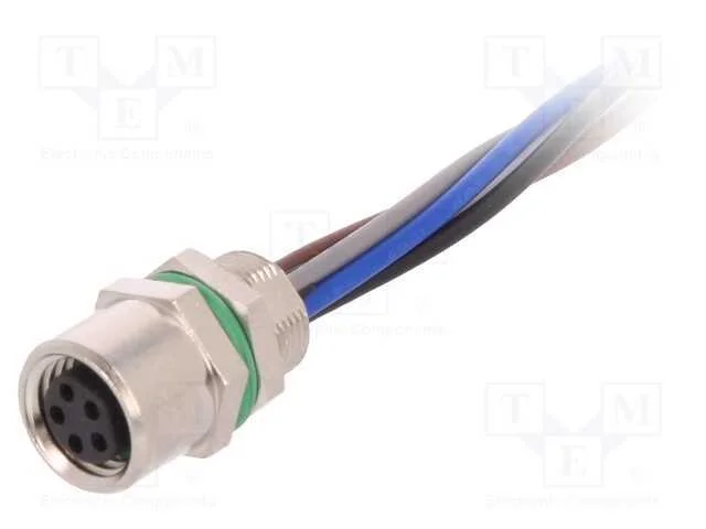 Conector: M8, Fêmea, Pin: 5, para Painel,Porca de Trás, Tomada