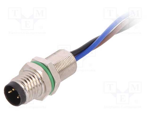 Conector: M8, macho, PIN: 3, para painel,porca de.