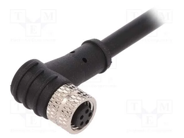 Conector: M8, Fêmea, Pin: 5, Angulares, Ficha, 1,5a, Ip67, 30v, 1m, Pvc