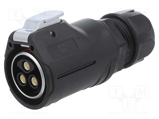 Conector: Redondos, Ficha, Tamanho 28, 02, Fêmea, Pin: 3, com Trinco
