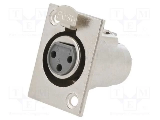 Tomada, Xlr, Fêmea, Pin: 3, com o Botão, para Painel,Roscado, Solda