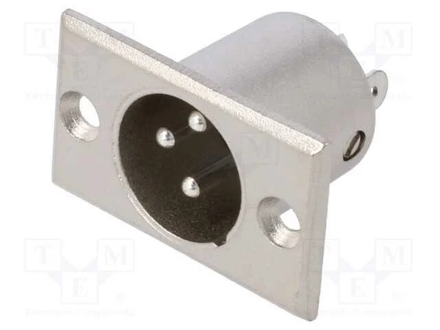 Tomada, Xlr, Macho, Pin: 3, para Painel,Roscado, Solda, Cinzenta