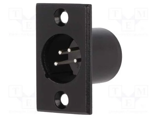 Tomada, Xlr, Macho, Pin: 4, para Painel,Roscado, Solda, Preta, Metal