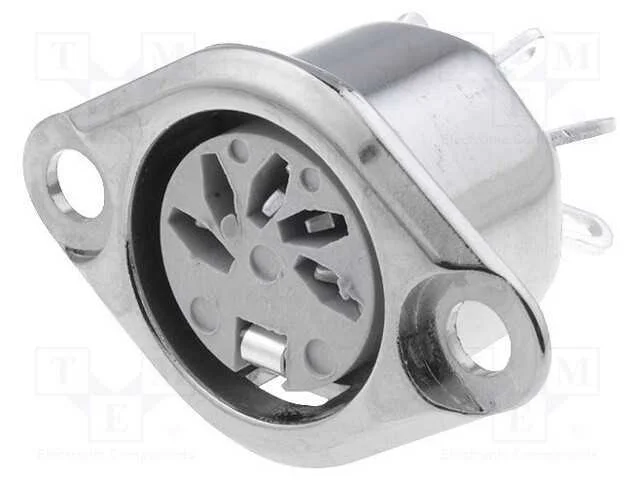 Tomada, Din, Fêmea, Pin: 5, Sistema: 180, Solda, 34v, 2a, Prateado