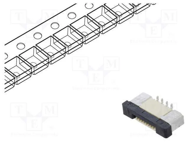 Conector: FFC/FPC, horizontais, PIN: 8, ZIF, SMT,.