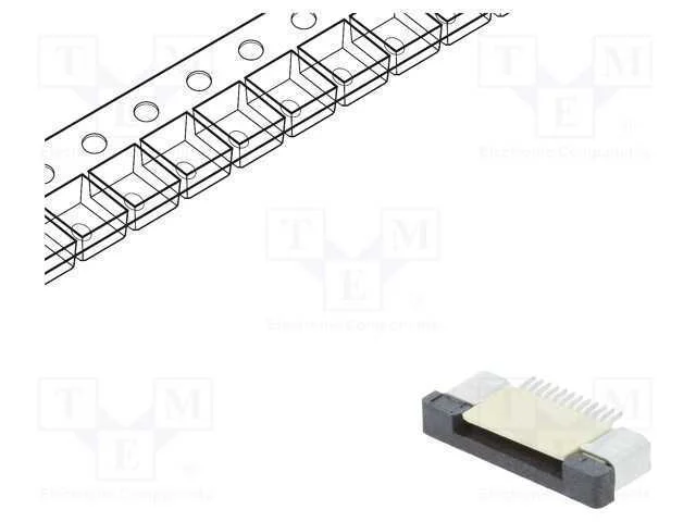 Conector: FFC/FPC, horizontais, PIN: 12, ZIF, SMT.