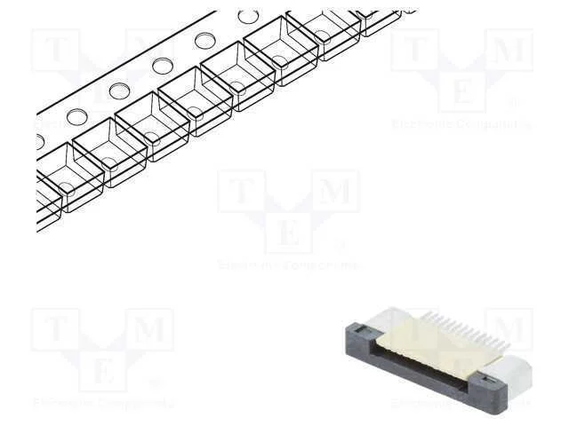 Conector: FFC/FPC, horizontais, PIN: 14, ZIF, SMT.