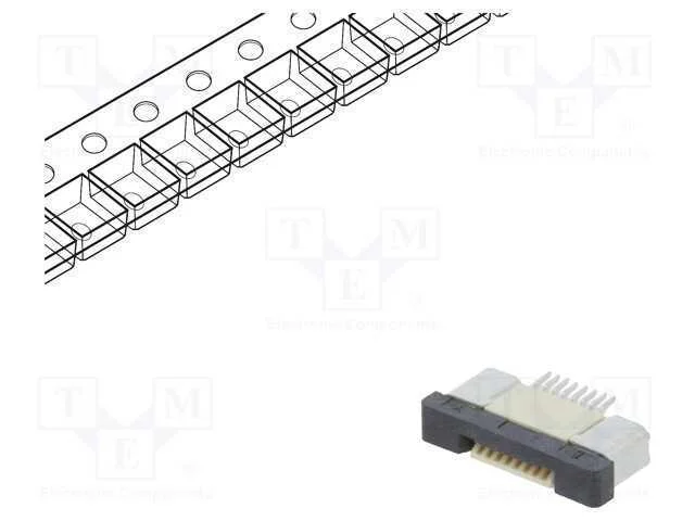 Conector: FFC/FPC, horizontais, PIN: 8, ZIF, SMT,.