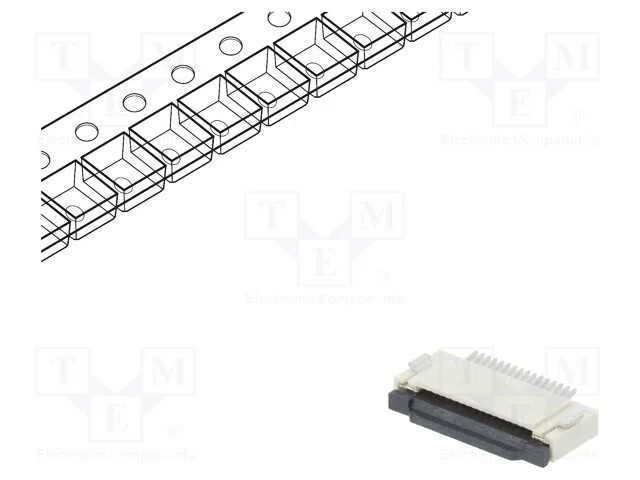 Conector: FFC/FPC, horizontais, PIN: 16, ZIF, SMT.