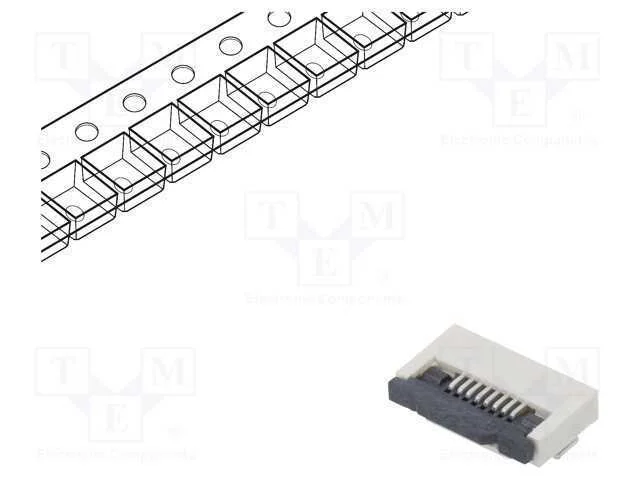 Conector: FFC/FPC, horizontais, PIN: 8, ZIF, SMT,.