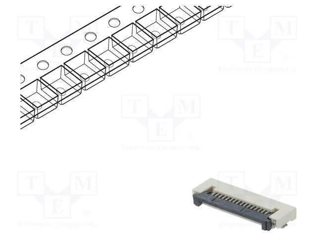 Conector: FFC/FPC, horizontais, PIN: 16, ZIF, SMT.