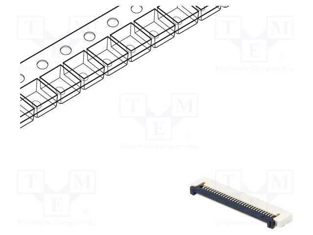 Conector: FFC/FPC, horizontais, PIN: 30, ZIF, SMT.