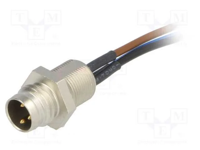 Conector: M8, 0,5m, Macho, Pin: 3, para Painel,Torcidos, Tomada
