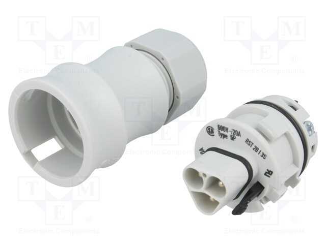 Conector: Redondos, Ficha, Rst, Macho, Pin: 3, Prateado, 20a, 250v