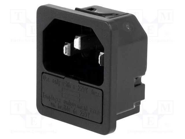 Conector: de alimentação, tomada, macho, 10A, 250.