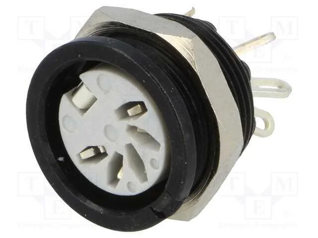 Tomada, Din, Fêmea, Pin: 5, Sistema: 180, para Painel,Roscado, 34v