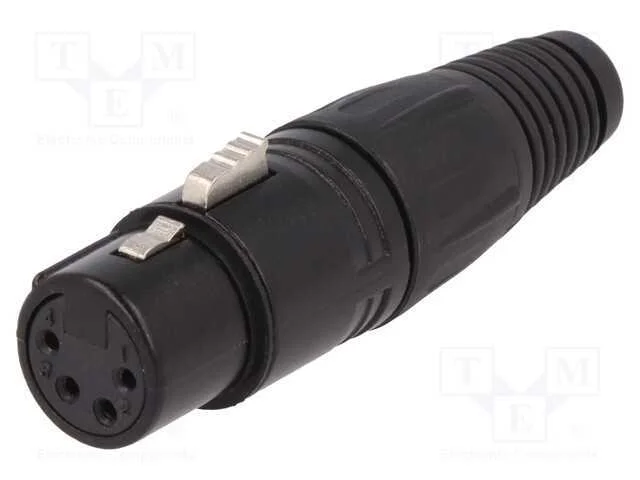 Ficha, Xlr, Fêmea, Pin: 4, Simples, com Cabo, Solda, Prateado, Preta