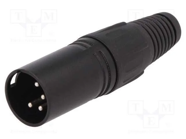 Ficha, Xlr, Macho, Pin: 4, Simples, com Cabo, Solda, Prateado, Preta
