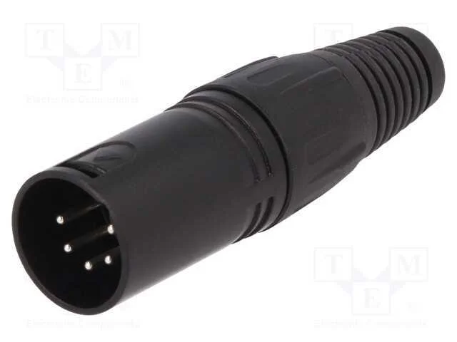 Ficha, Xlr, Macho, Pin: 5, Simples, com Cabo, Solda, Prateado, Preta
