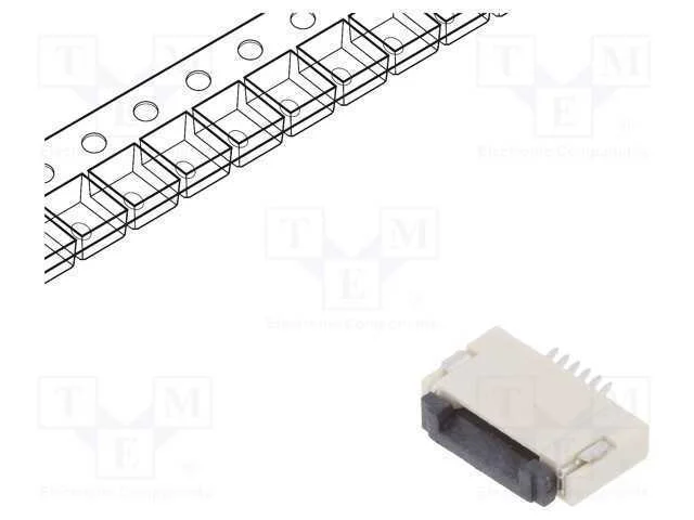 Conector: FFC/FPC, horizontais, PIN: 6, ZIF, SMT,.